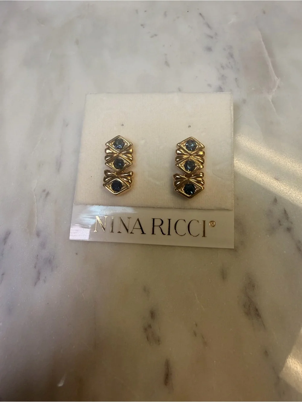 Nina Ricci Gold and Black Stacked Stud Earrings
